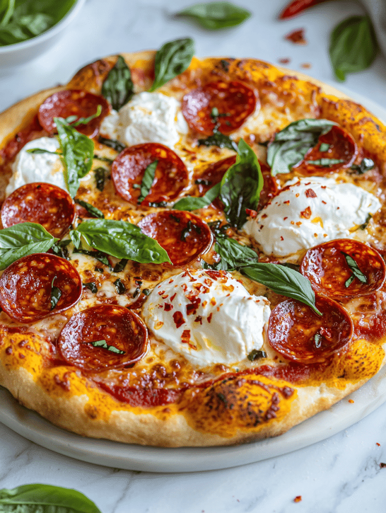 The Art of Balancing Cream and Crunch: Pepperoni & Burrata Pizza with a Twist